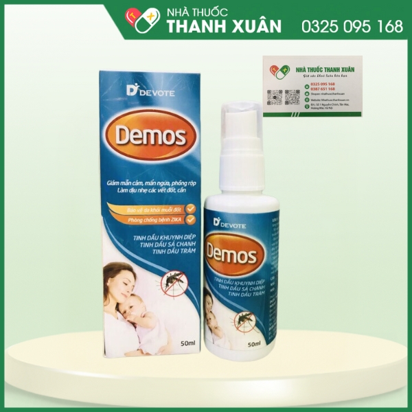 Xịt chống muỗi Demos - Bảo vệ da khỏi muỗi đốt, côn trùng cắn